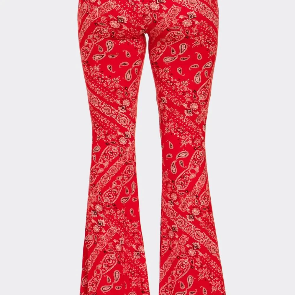 NEW Boho Bandana Printed Flared Long Pants Large - Picture 4 of 5